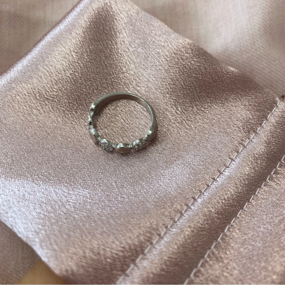Sterling Silver 925 Tone Beaded Pavé Ring - Picture 2 of 4